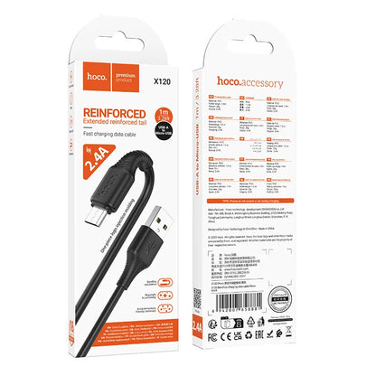 Dátový a nabíjací kábel USB-A - microUSB HOCO X120, 18W, 1m, čierny