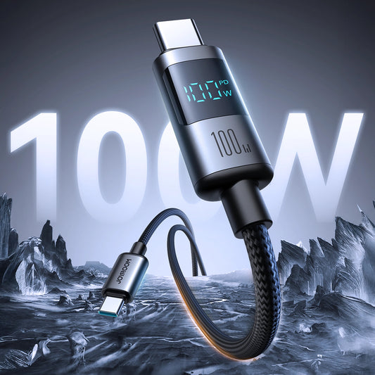 Dátový a nabíjací kábel USB-C - USB-C Joyroom S-A16 Pro Prism Display, 100W, 1.2m, čierny