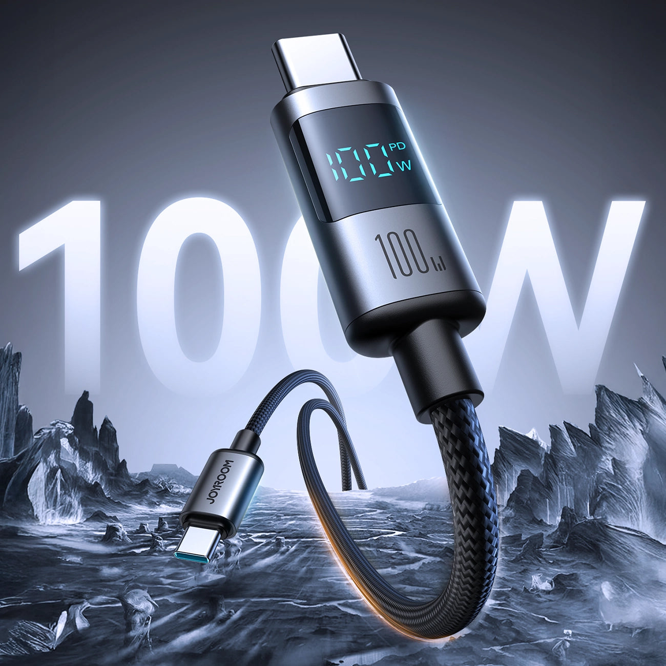Dátový a nabíjací kábel USB-C - USB-C Joyroom S-A16 Pro Prism Display, 100W, 1.2m, čierny
