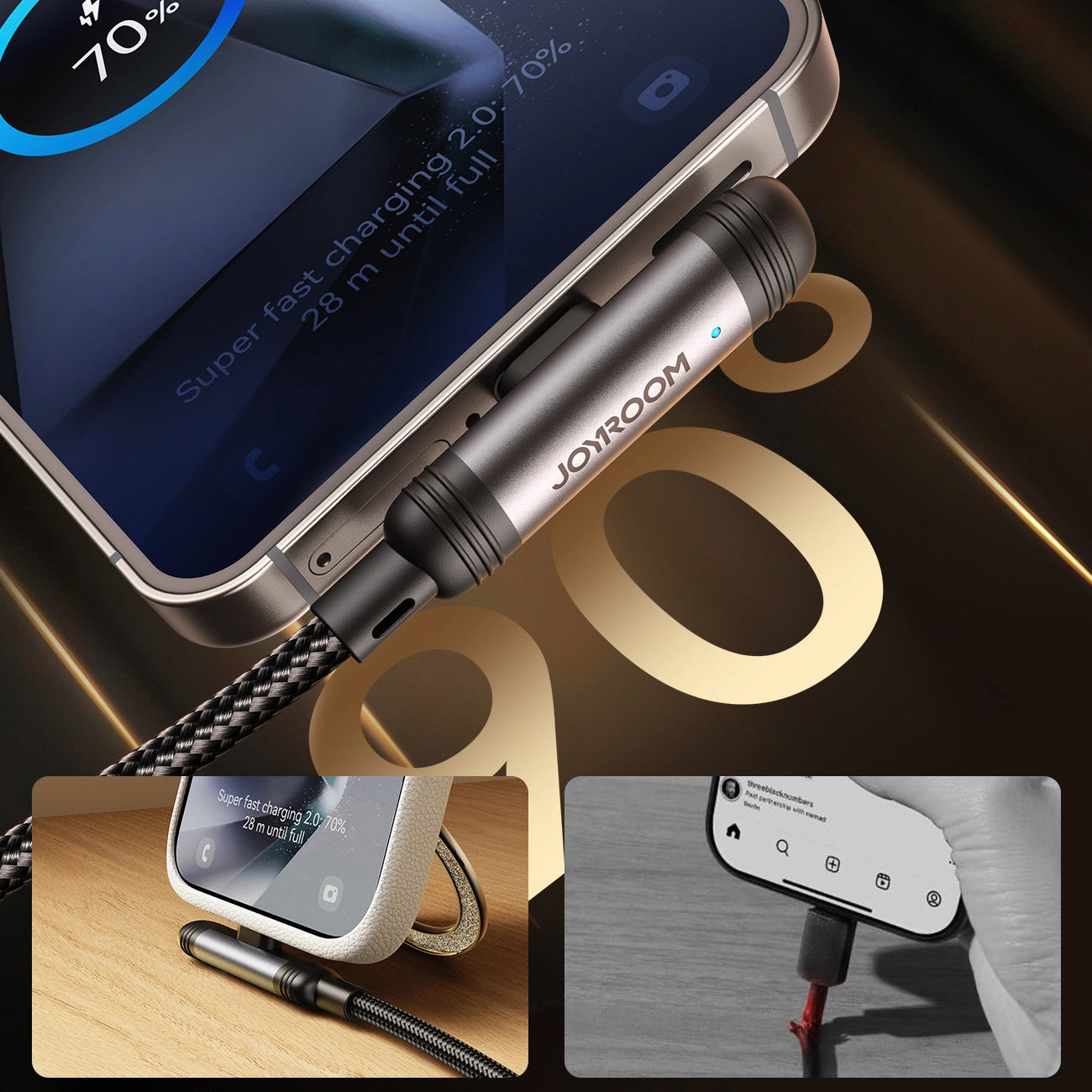 Dátový a nabíjací kábel USB-C - USB-C Joyroom S-A56 EnjoyX Angled, 60W, 1.2m, čierny