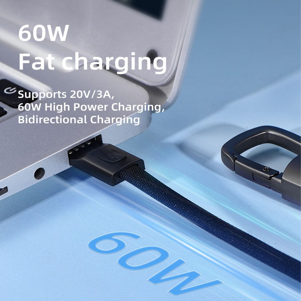 Dátový a nabíjací kábel USB-C - USB-C Tech-Protect Ultraboost DNA Keychain, 60W, 0.17m, Sivý