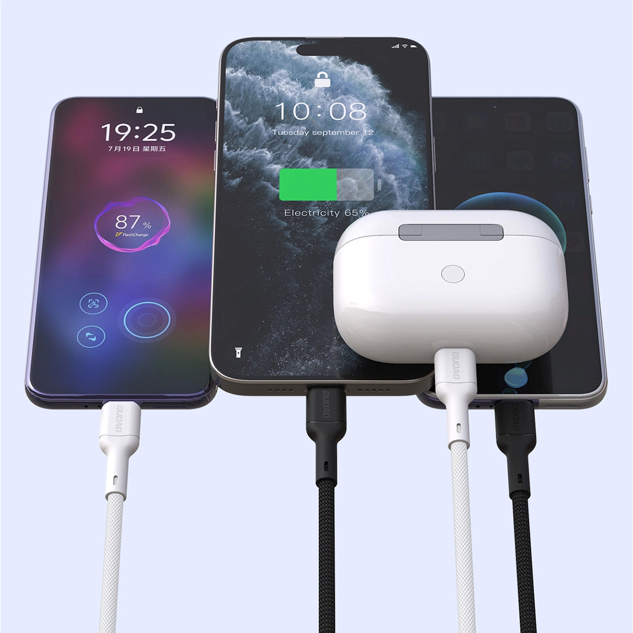 Dátový a nabíjací kábel USB-C - USB-C Dudao L9C, 65W, 1m, Biela