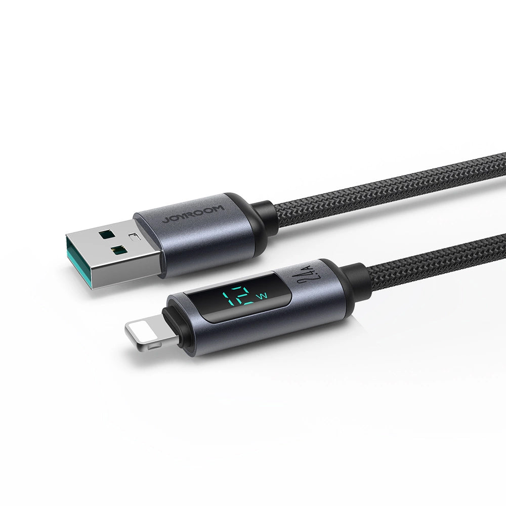 Dátový a nabíjací kábel USB-A - Lightning Joyroom S-A16 Prism Display, 12W, 1.2m, čierny