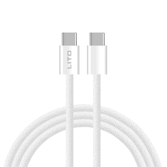 Dátový a nabíjací kábel USB-C - USB-C Lito LD04CC, 60W, 2m, Biela