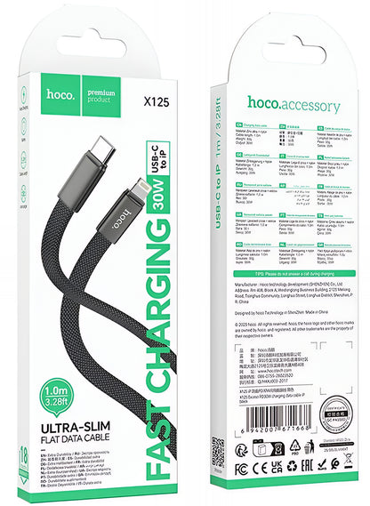 USB-C to Lightning Data and Charging Cable HOCO X125, 30W, 1m, Black
