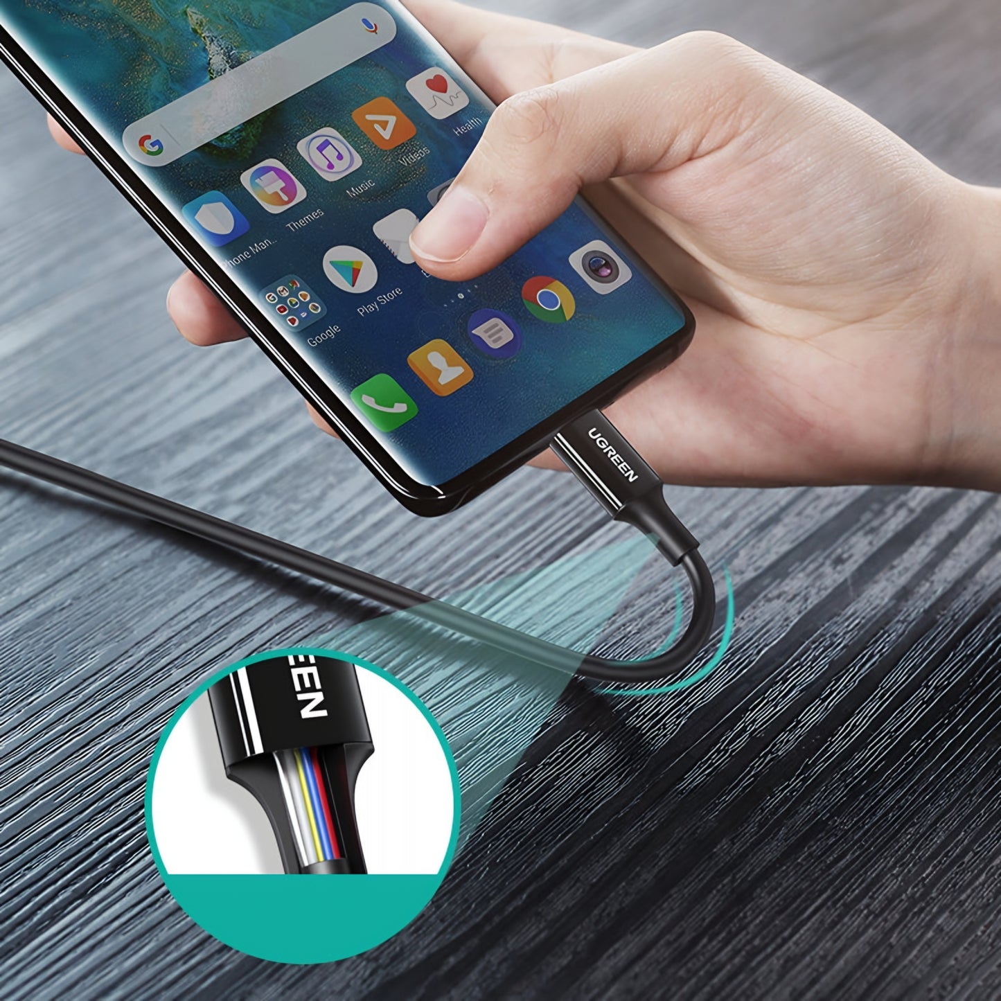 Dátový a nabíjací kábel USB-C - USB-C UGREEN US300, 100W, 2m, Biela