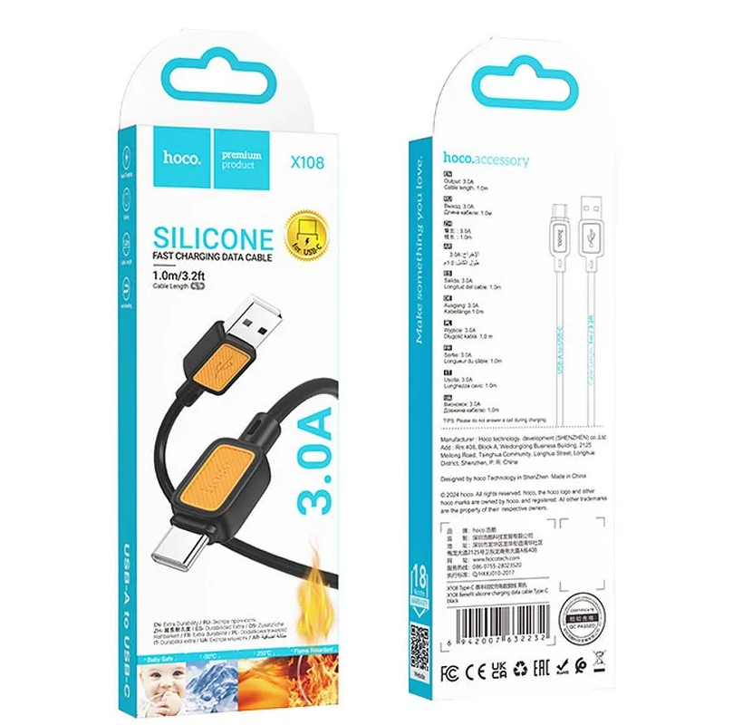 Dátový a nabíjací kábel USB-A - USB-C HOCO X108, 18W, 1m, čierny