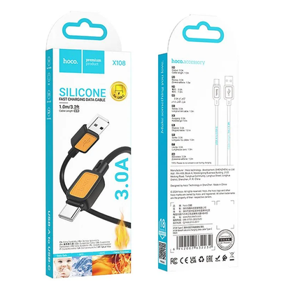 Dátový a nabíjací kábel USB-A - USB-C HOCO X108, 18W, 1m, čierny