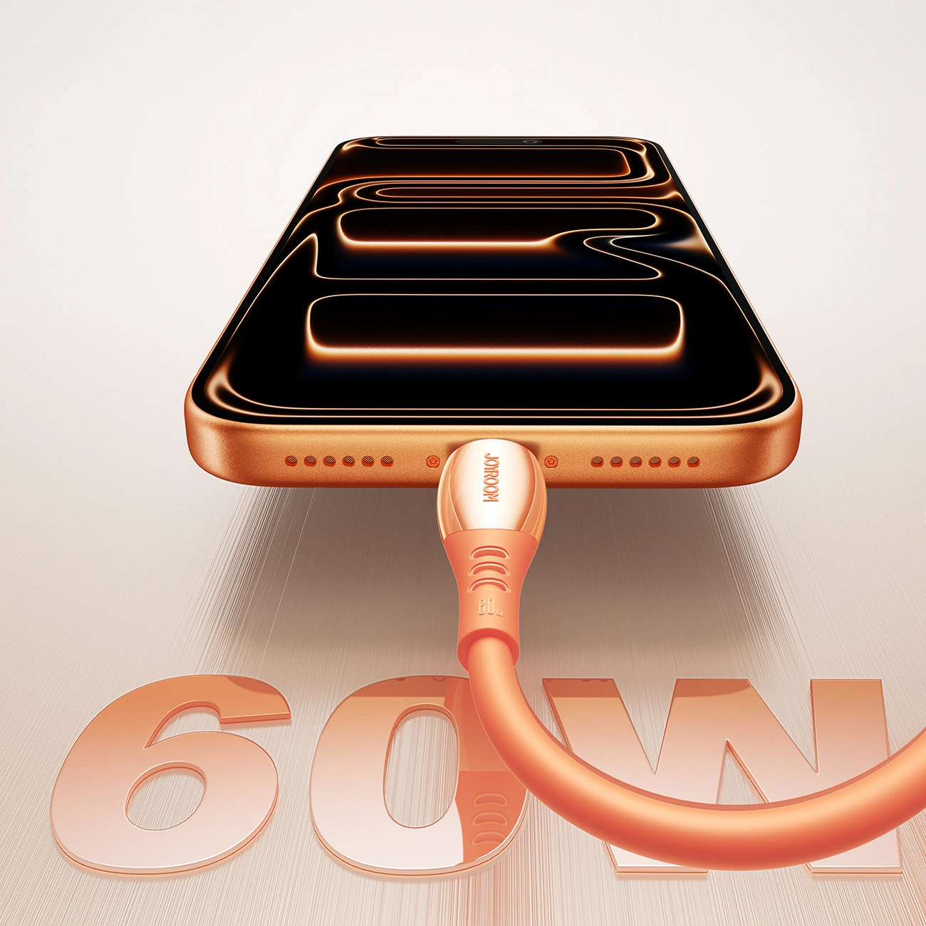 Dátový a nabíjací kábel USB-C - USB-C Joyroom S-A59 Vibrant, 60W, 1.2m, Oranžový