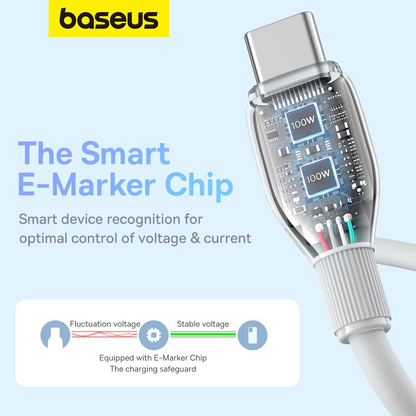 Dátový a nabíjací kábel USB-C - USB-C Baseus Pudding, 100W, 1.2m, Biely P10355702221-00