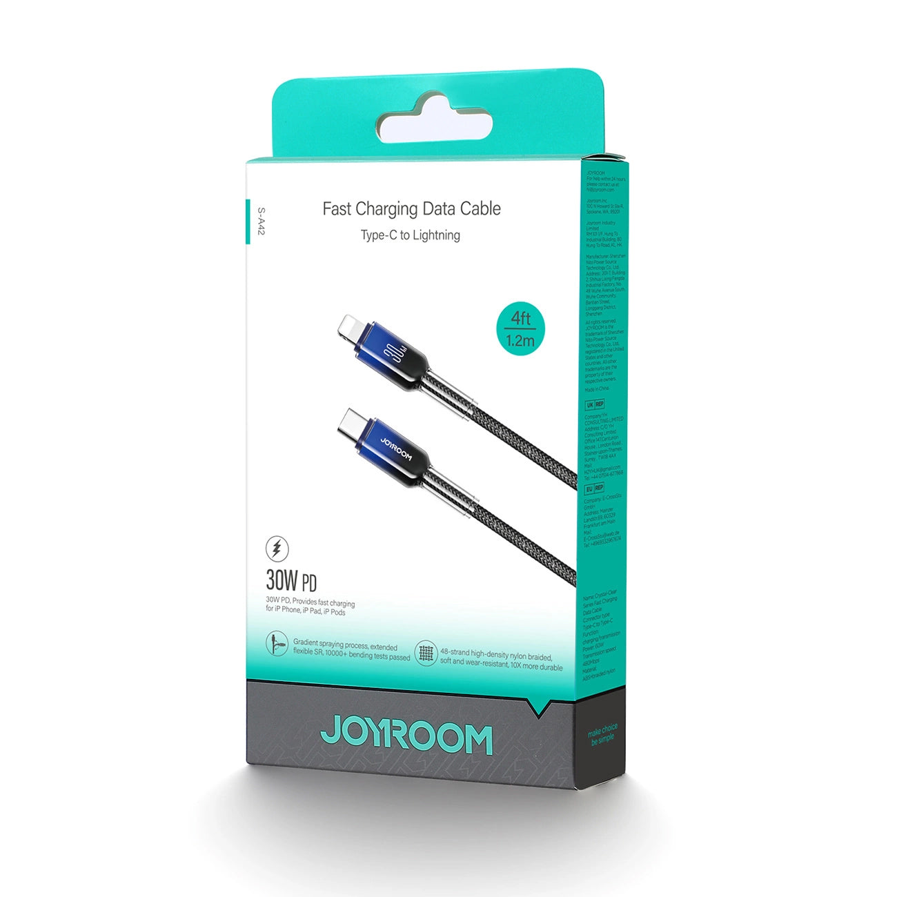 Dátový a nabíjací kábel USB-C - Lightning Joyroom S-A42, 30W, 1,2 m, čierny