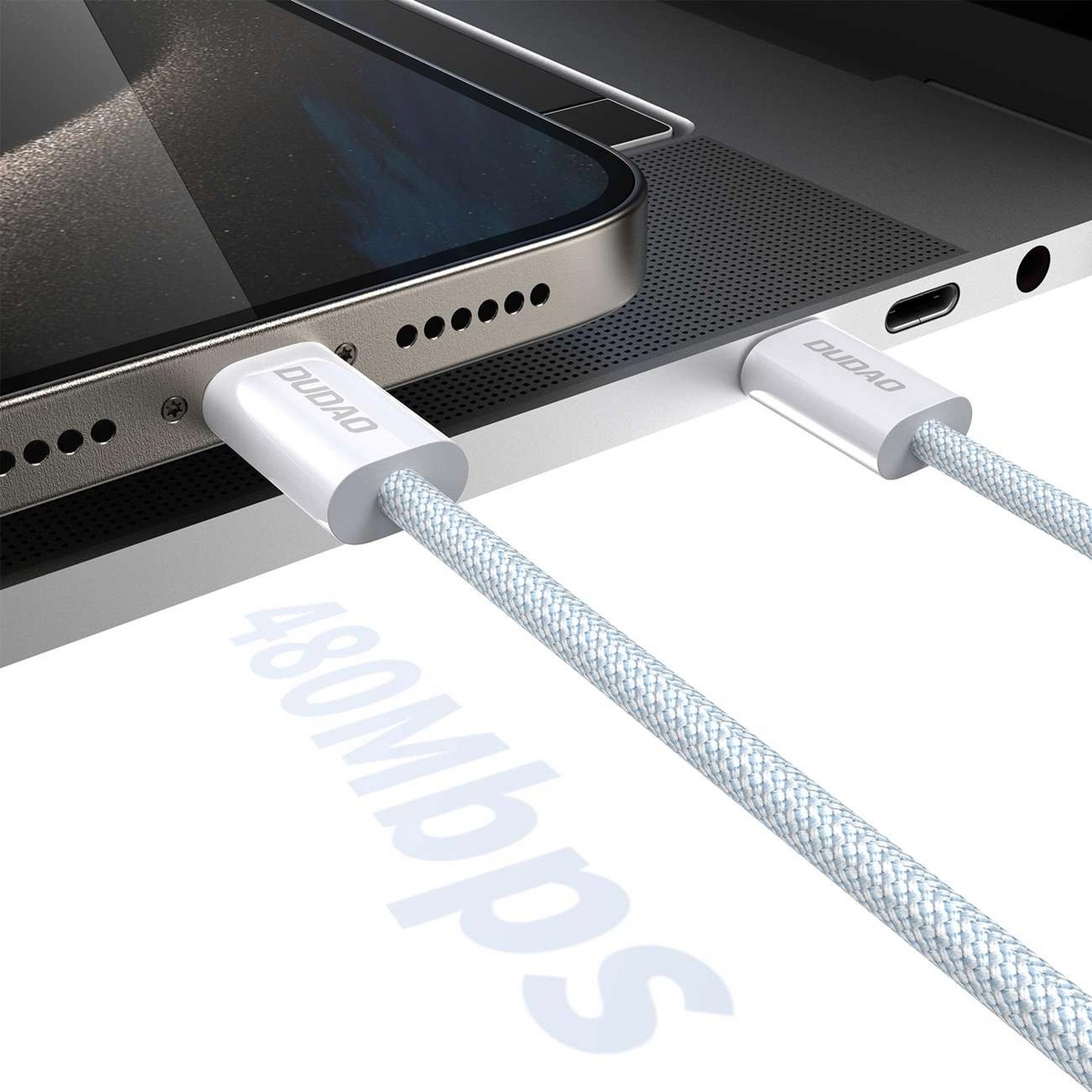 Dátový a nabíjací kábel USB-C - USB-C Dudao L6C, 30W, 2m, modrý