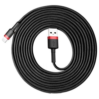 Dátový a nabíjací kábel USB-A - Lightning Baseus Cafule, 18W, 3m, Červený CALKLF-R91