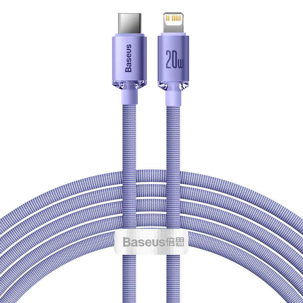 Dátový a nabíjací kábel USB-C - Lightning Baseus Crystal Shine Series, 20W, 2m, Fialový CAJY000305