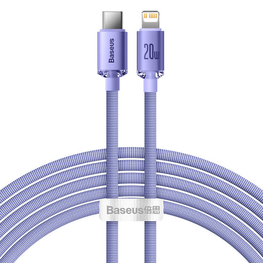 Dátový a nabíjací kábel USB-C - Lightning Baseus Crystal Shine Series, 20W, 2m, Fialový CAJY000305