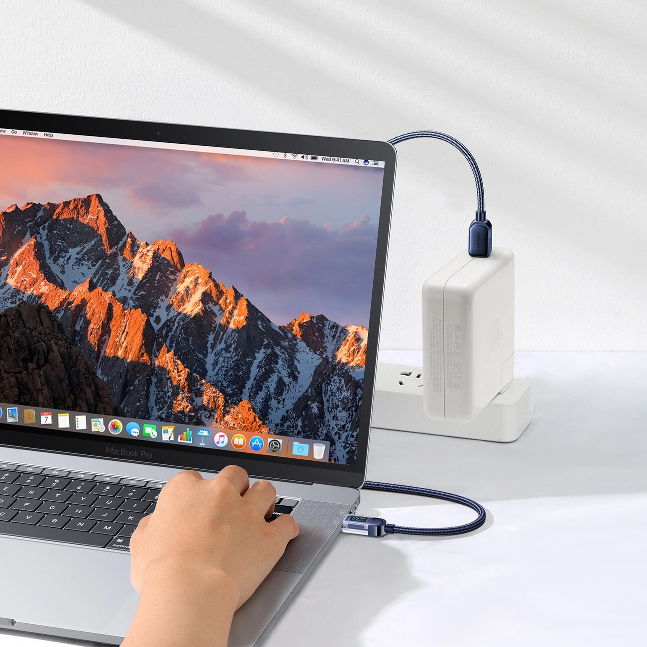 Dátový a nabíjací kábel USB-C - USB-C Joyroom A4 Display, 100W, 1.2m, Modrý