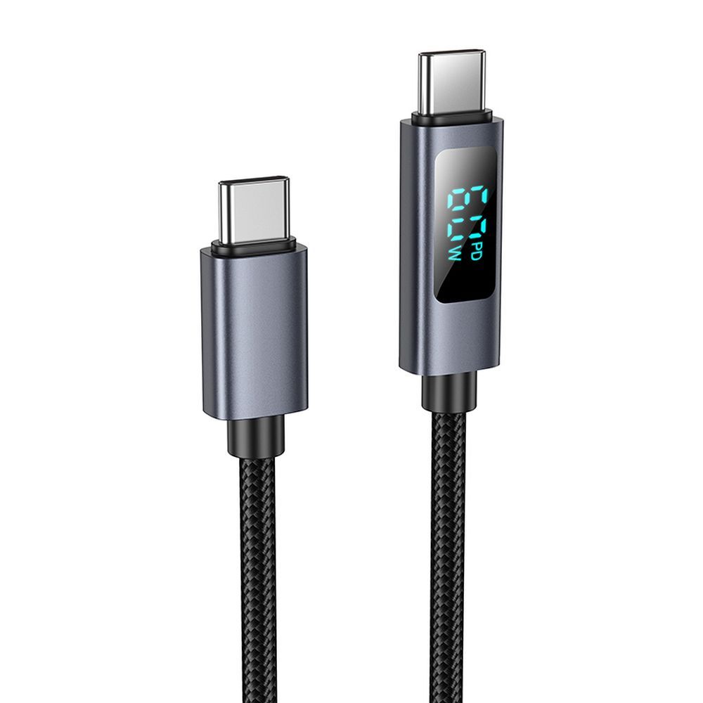 Dátový a nabíjací kábel USB-C - USB-C HOCO Display X112, 60W, 1m, čierny