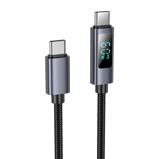 Dátový a nabíjací kábel USB-C - USB-C HOCO Display X112, 60W, 1m, čierny
