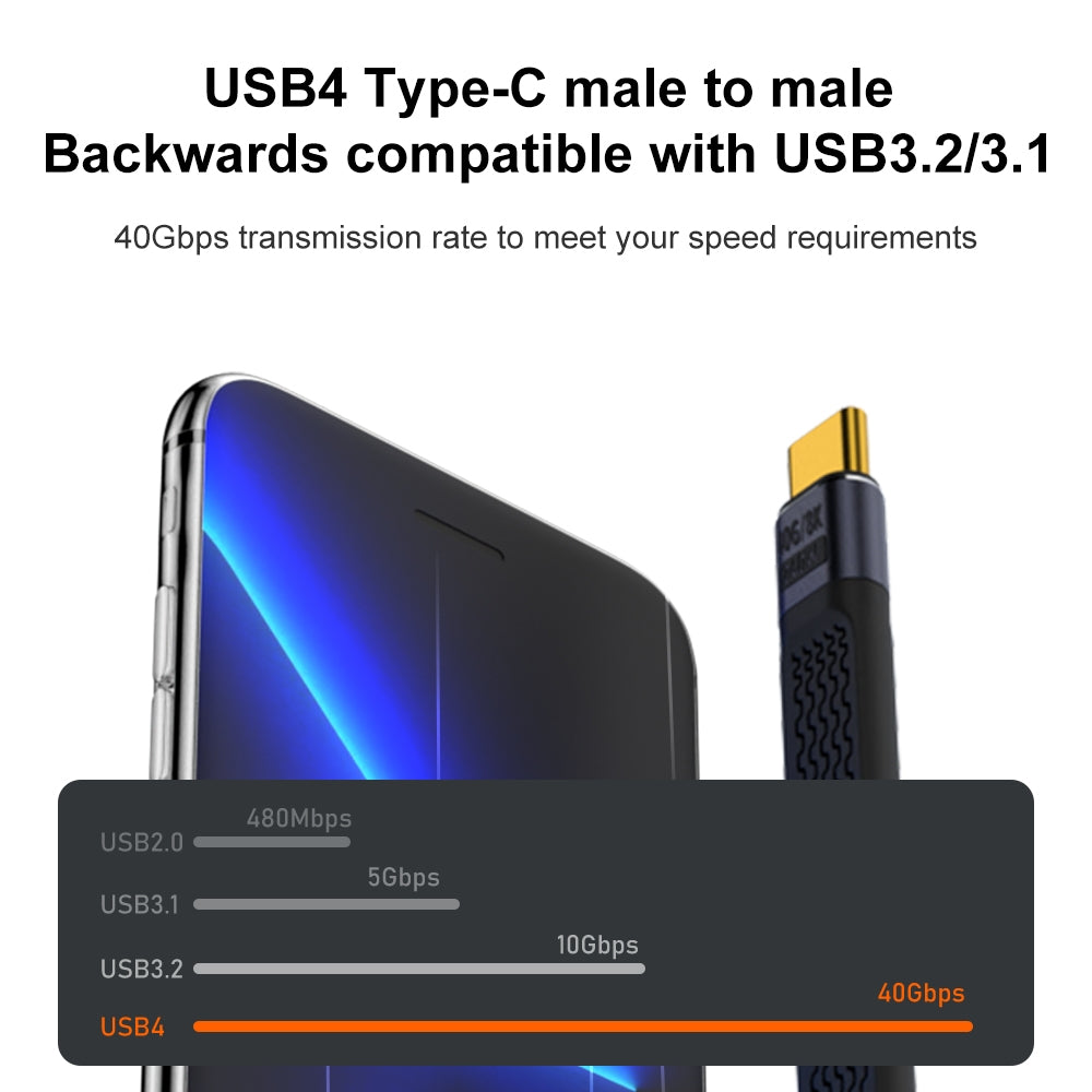 USB-C Data and Charging Cable - USB-C OEM Angled 8K Video Version 2, 240W, 0.15m, Black