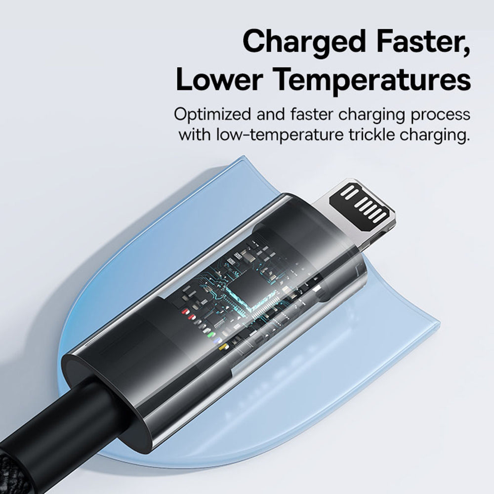Dátový a nabíjací kábel USB-C - Lightning Baseus Gem, 20W, 1m, Čierny P10373001111-00