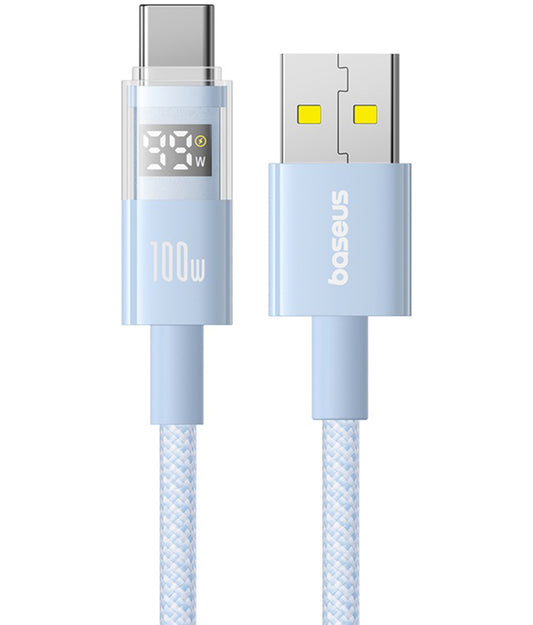 Dátový a nabíjací kábel USB-A - USB-C Baseus Display 2, 100W, 1m, Modrý P10382701311-00