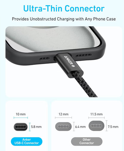 Dátový a nabíjací kábel USB-C - USB-C Anker Zolo, 240W, 1m, Biely A8060H21