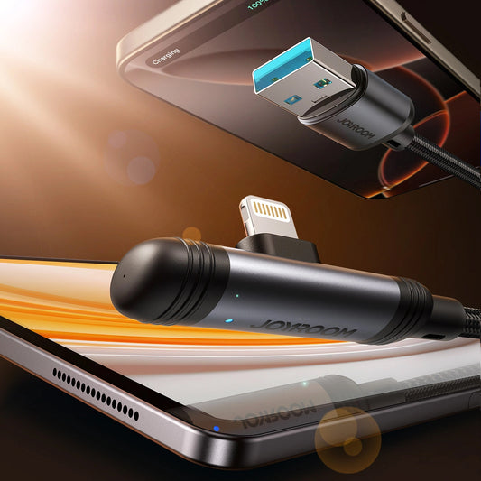 Dátový a nabíjací kábel USB-A - Lightning Joyroom S-A56 EnjoyX Angled, 18W, 1.2m, čierny