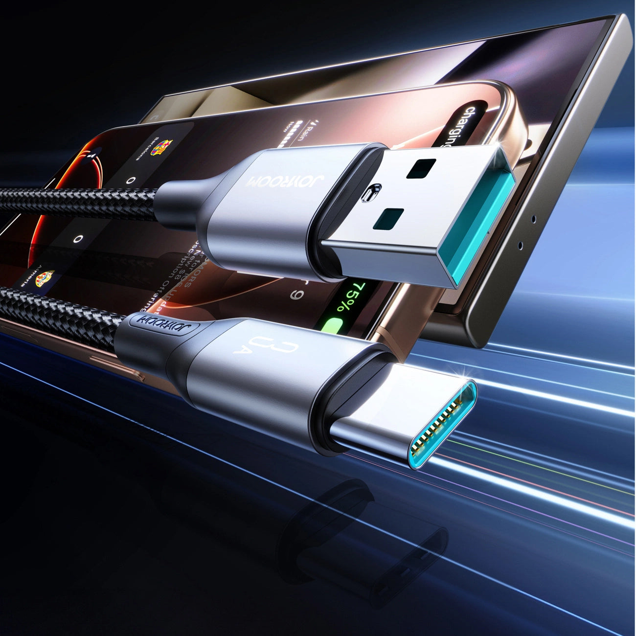 Dátový a nabíjací kábel USB-A - USB-C Joyroom S-A28 Flash, 30W, 2m, čierny