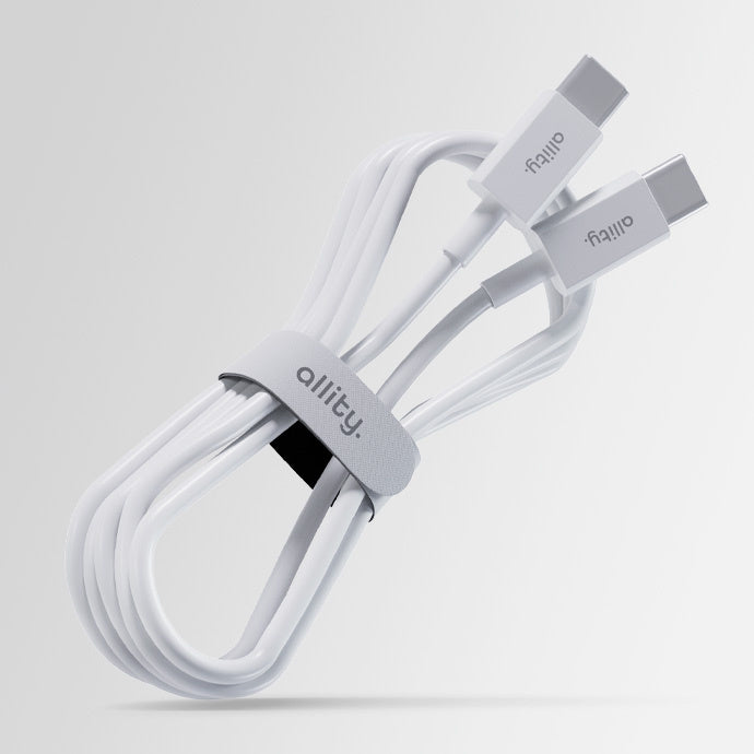 Dátový a nabíjací kábel USB-C - USB-C Allity. AUC-03, 100W, 1m, Biela
