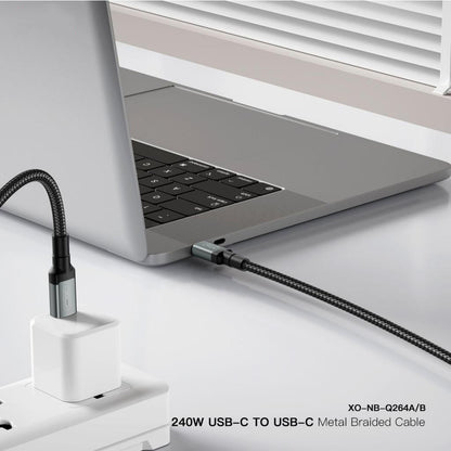 Dátový a nabíjací kábel USB-C - USB-C XO Design NB-Q264B, 240W, 2m, čierny