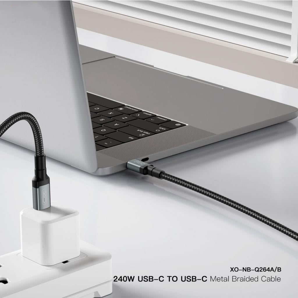 Dátový a nabíjací kábel USB-C - USB-C XO Design NB-Q264A, 240W, 1m, čierny