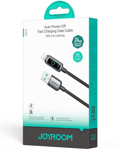 Dátový a nabíjací kábel USB-A - Lightning Joyroom S-A55 StarFlight Display, 18W, 1.2m, čierny