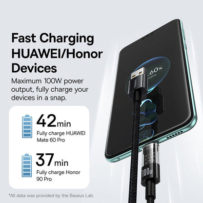 Dátový a nabíjací kábel USB-A - USB-C Baseus Gem, 100W, 2m, Čierny P10373002111-01