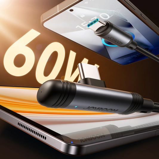 Dátový a nabíjací kábel USB-C - USB-C Joyroom S-A56 EnjoyX Angled, 60W, 1.2m, čierny