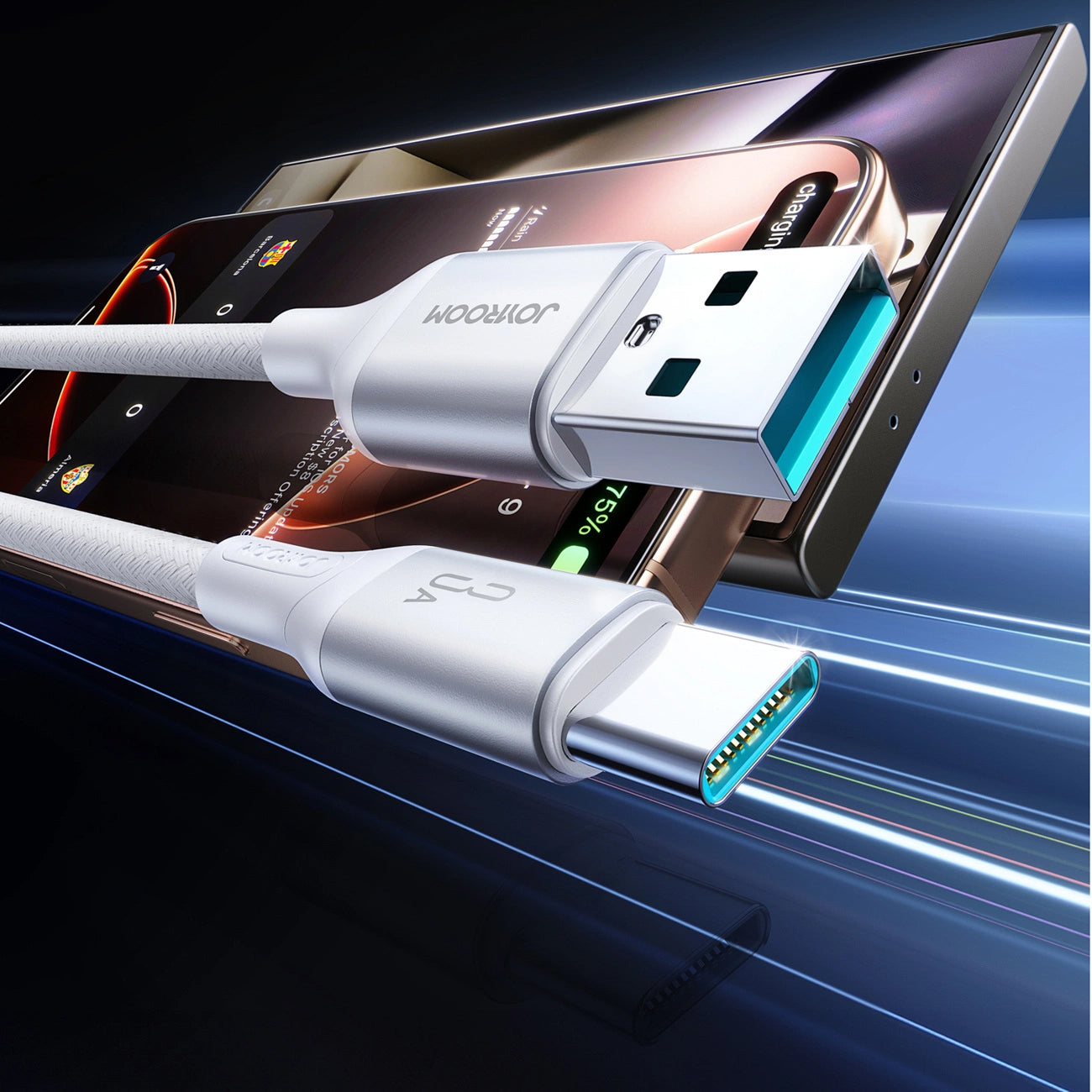 Dátový a nabíjací kábel USB-A - USB-C Joyroom S-A28 Flash, 30W, 2m, Biela
