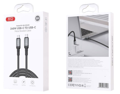 Dátový a nabíjací kábel USB-C - USB-C XO Design NB-Q264B, 240W, 2m, čierny