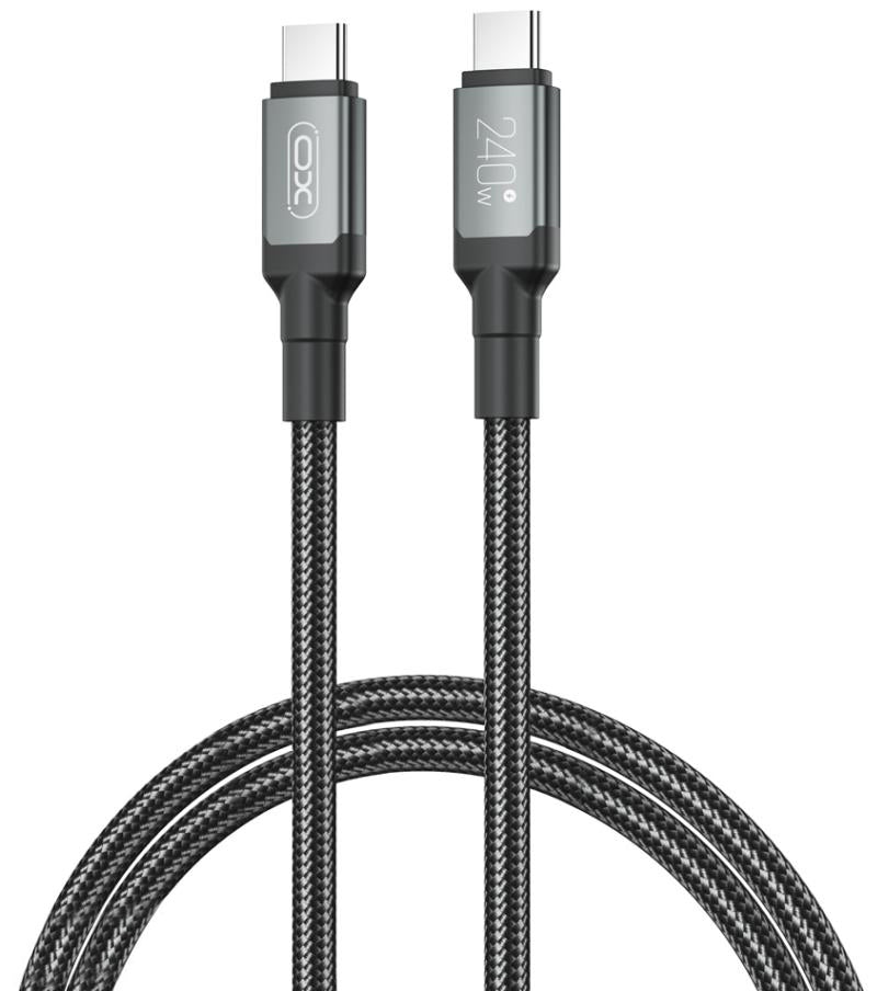 Dátový a nabíjací kábel USB-C - USB-C XO Design NB-Q264A, 240W, 1m, čierny