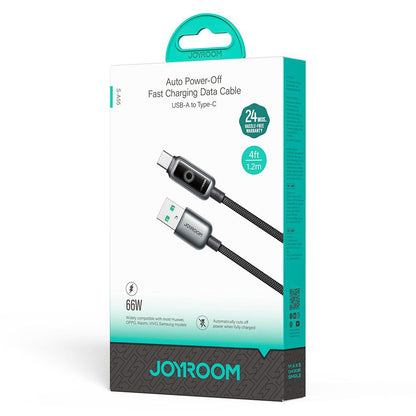 Dátový a nabíjací kábel USB-A - USB-C Joyroom S-A55 StarFlight Display, 66W, 1.2m, Čierny