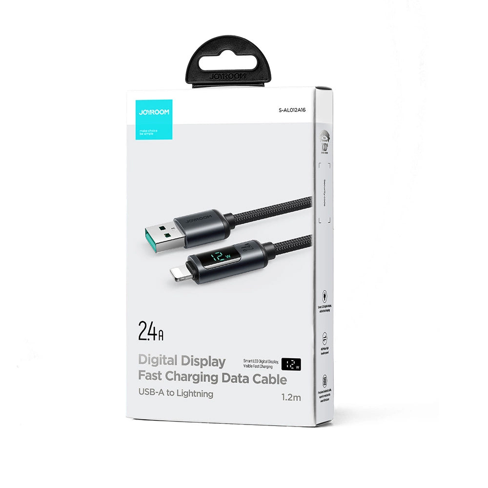 Dátový a nabíjací kábel USB-A - Lightning Joyroom S-A16 Prism Display, 12W, 1.2m, čierny