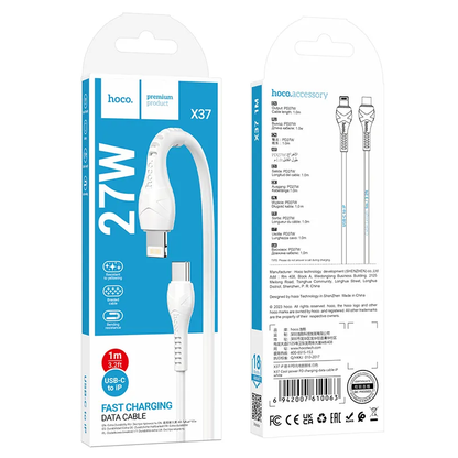 Dátový a nabíjací kábel USB-C - Lightning HOCO X37, 27W, 1m, Biely