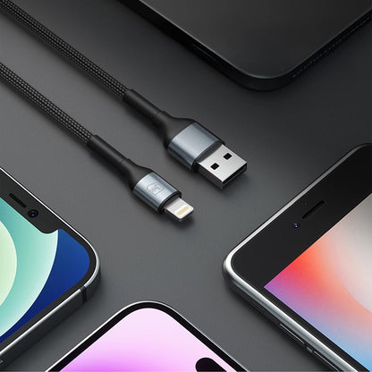 Dátový a nabíjací kábel USB-A - Lightning 3MK Hyper N, 12W, 1m, čierny