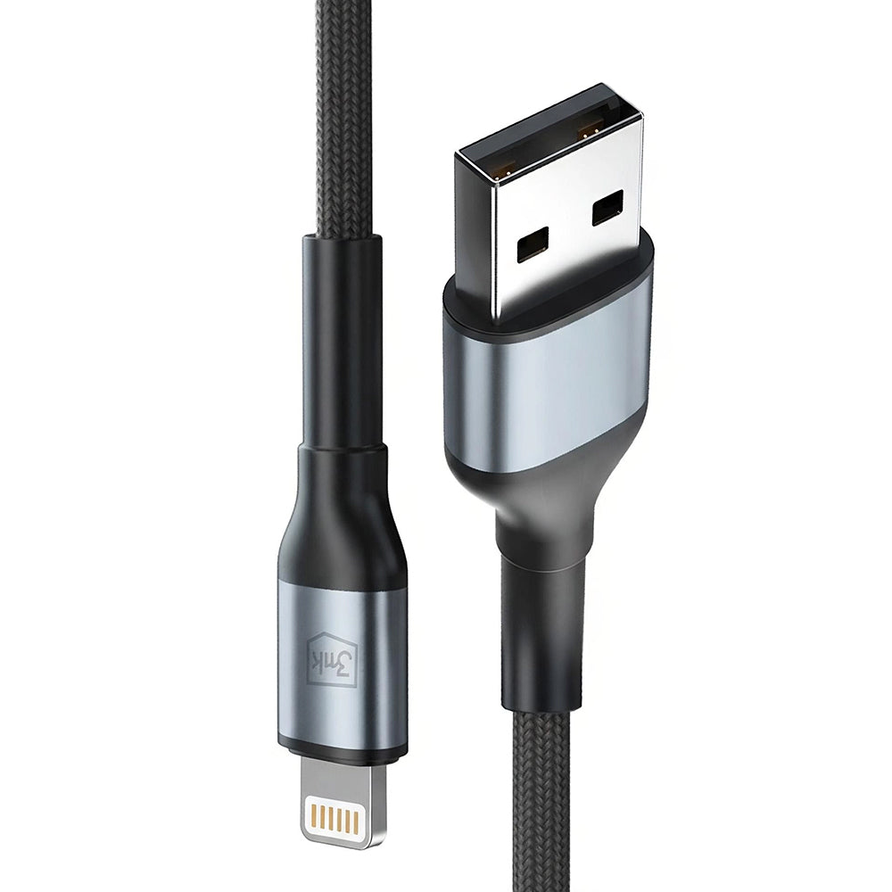 Dátový a nabíjací kábel USB-A - Lightning 3MK Hyper N, 12W, 1m, čierny