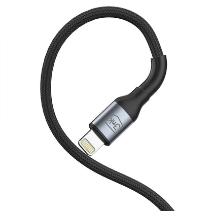 Dátový a nabíjací kábel USB-A - Lightning 3MK Hyper N, 12W, 1m, čierny