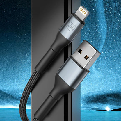 Dátový a nabíjací kábel USB-A - Lightning 3MK Hyper N, 12W, 1m, čierny