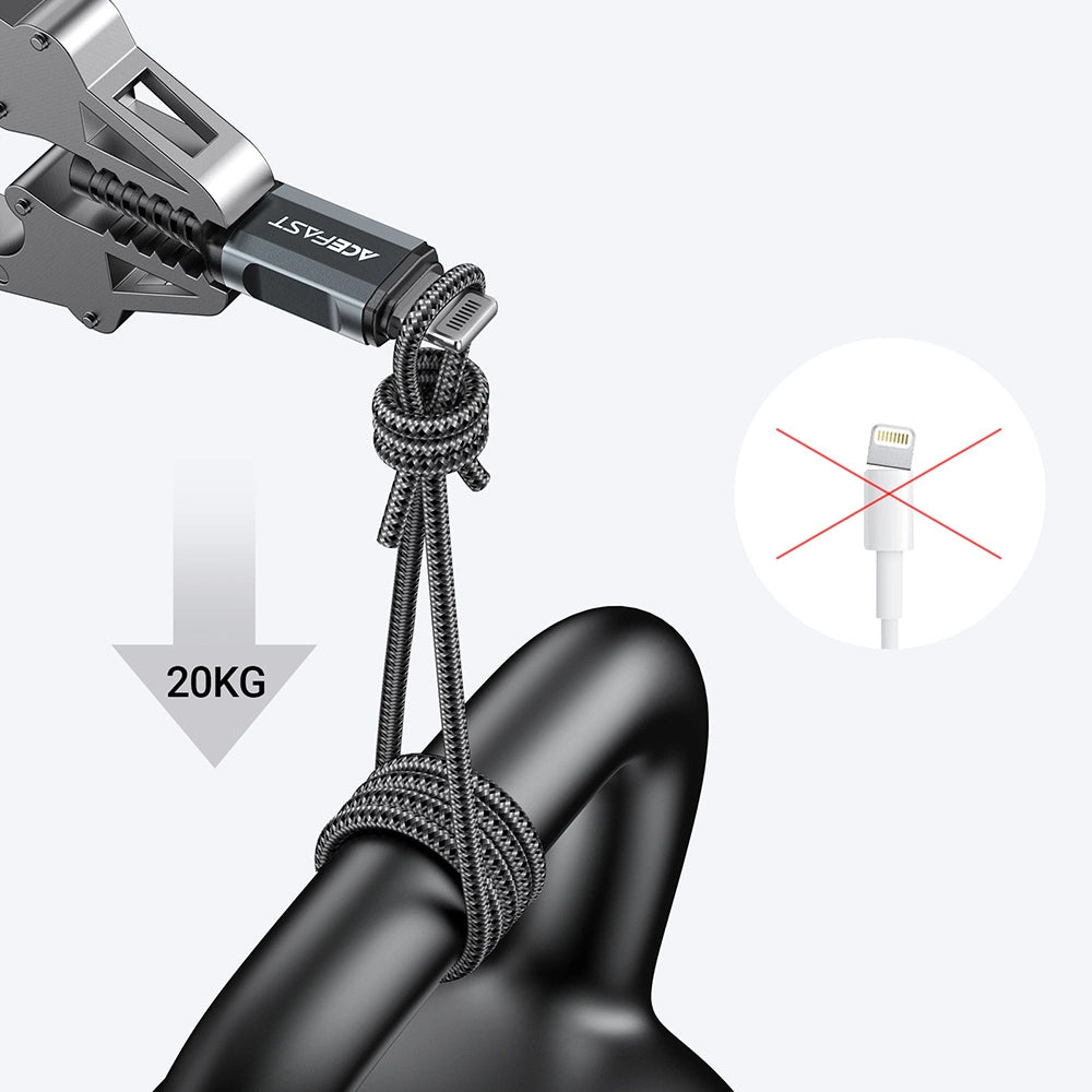 USB-A to Lightning Data and Charging Cable Acefast C1-02, 18W, 1.2m, Black