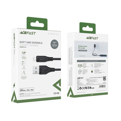 Dátový a nabíjací kábel USB-A - Lightning Acefast C3-02, 18W, 1.2m, čierny