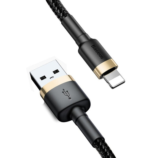 Dátový a nabíjací kábel USB-A - Lightning Baseus Cafule, 18W, 2m, Zlatý CALKLF-CV1