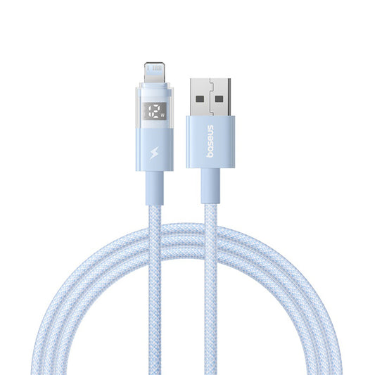 Dátový a nabíjací kábel USB-A - Lightning Baseus Display 2, 12W, 1m, Modrý P10382700311-00