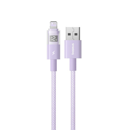 Dátový a nabíjací kábel USB-A - Lightning Baseus Display 2, 12W, 1m, Fialový P10382700511-00