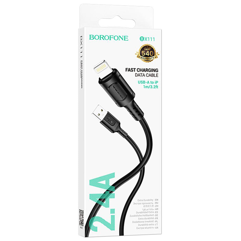 Dátový a nabíjací kábel USB-A - Lightning Borofone BX111 Feliz, 18W, 1m, čierny